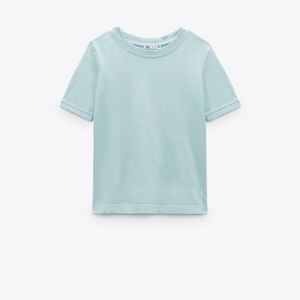 Zara ribbed sky blue t shirt